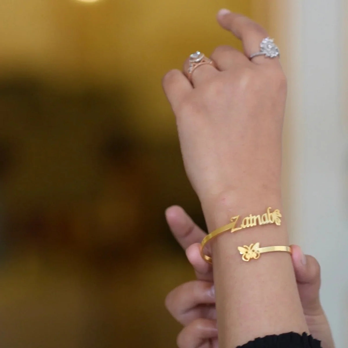 Gold Tone Butterfly Name Bangle | Customized Jewelry UAE