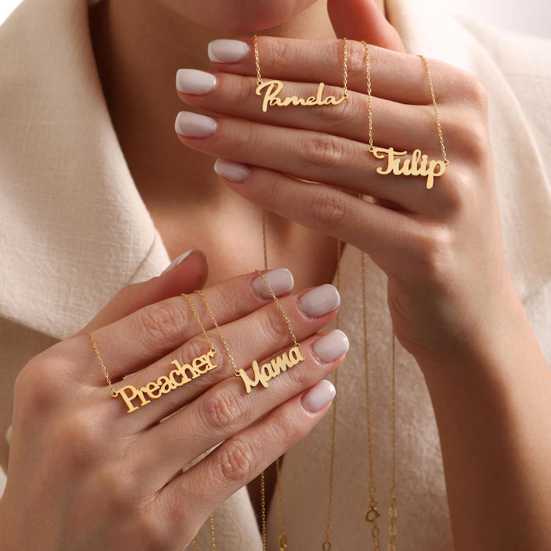 Gold Tone Personalized Name Necklace | Custom Jewelry UAE