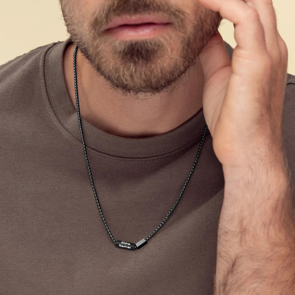 Personalized 4-Sided Bar Necklace for Men