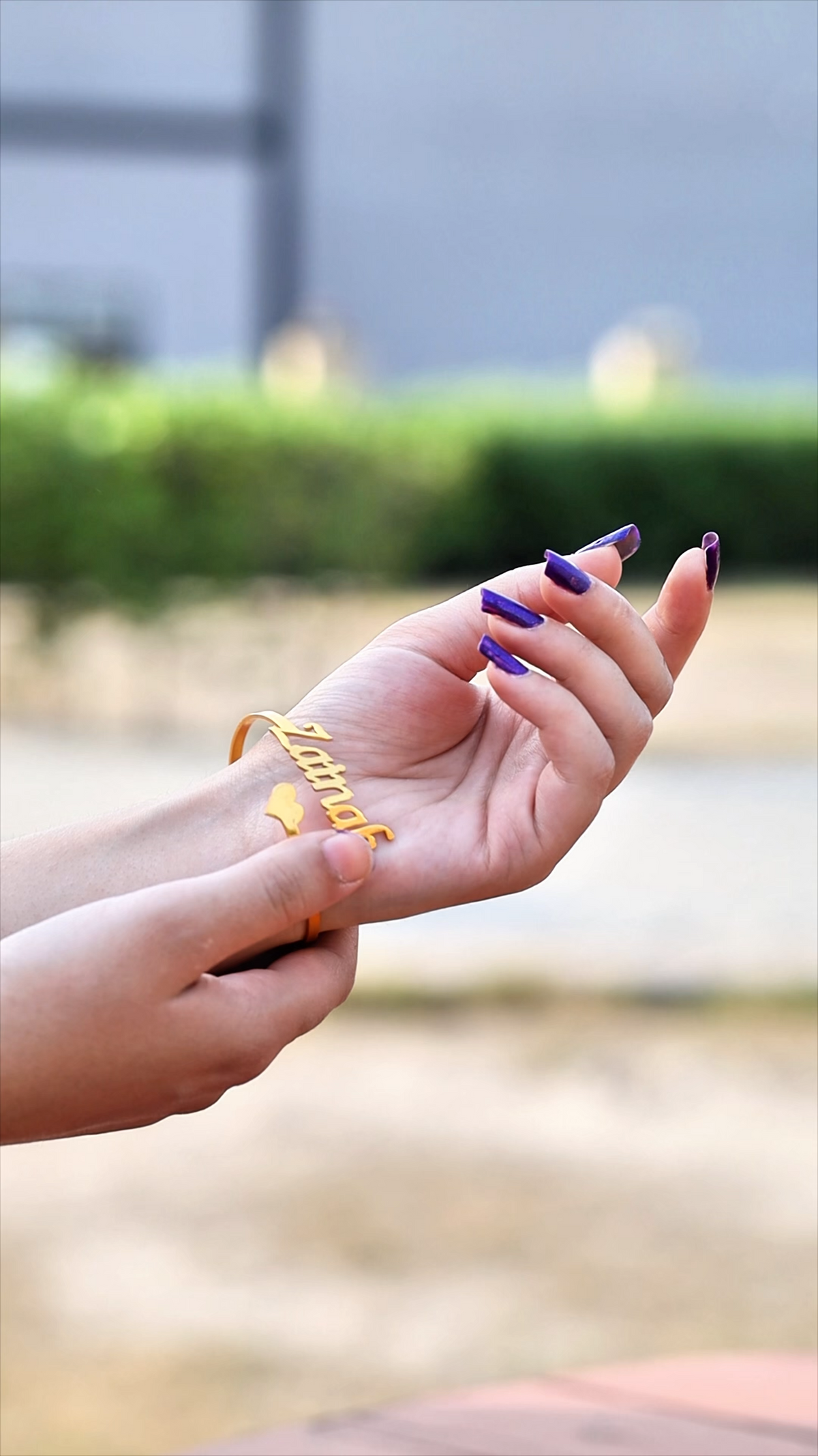 Gold Tone Heart Bangle with Name | Custom Jewelry UAE